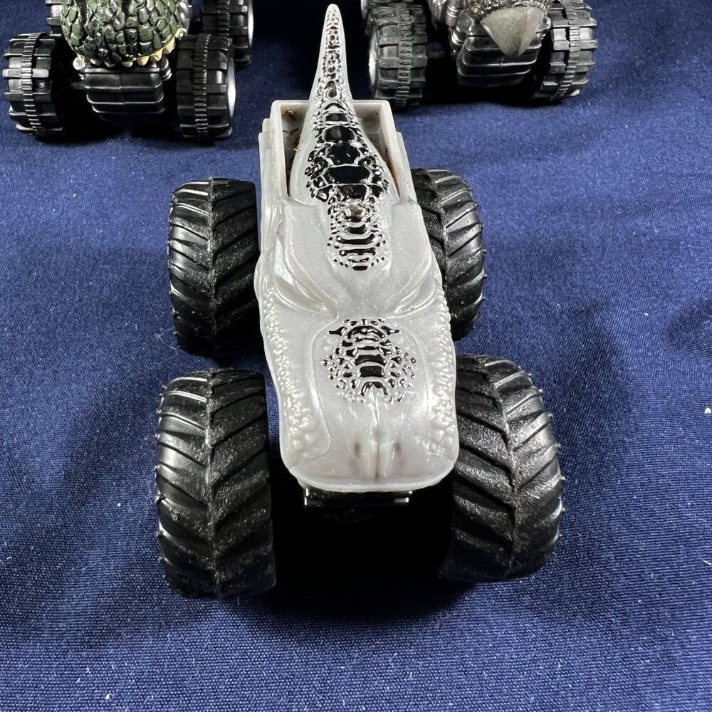 Lot Of 3 Mini Dino Monster Trucks With Spiked & Textured Designs On Large Tires - Picture 4 of 5